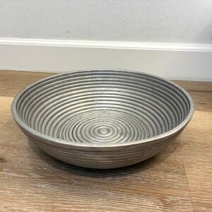 Vintage Large Ribbed Aluminum Bowl 11.75” Mid Century Modern Industrial Decor